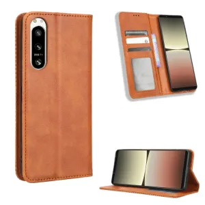 BUSINESS Peňaženkový kryt pre Sony Xperia 5 IV hnedý
