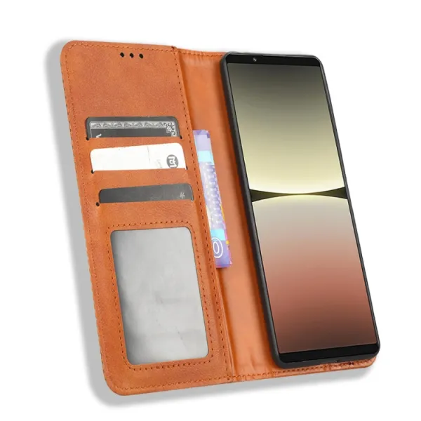 BUSINESS Peňaženkový kryt pre Sony Xperia 5 IV hnedý