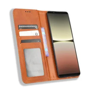 BUSINESS Peňaženkový kryt pre Sony Xperia 5 IV hnedý