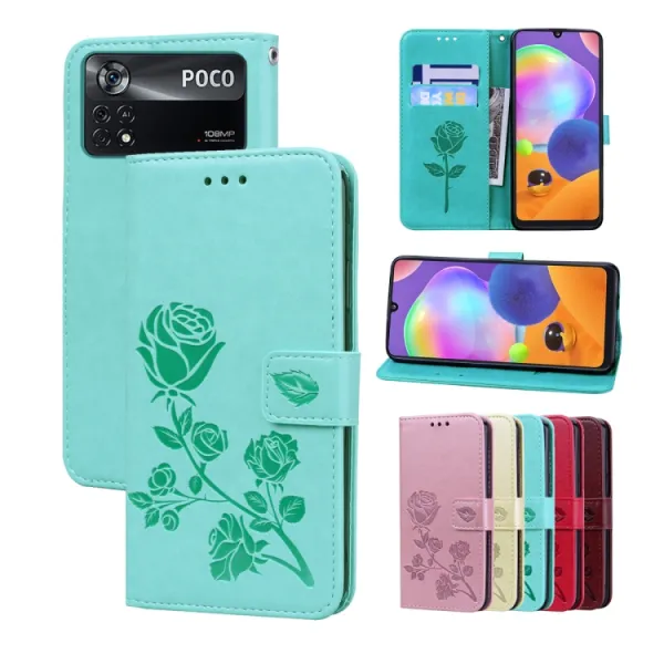 ART ROSE Peňaženkový kryt Xiaomi Poco M4 Pro zelený