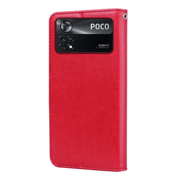 ART ROSE Peňaženkový kryt Xiaomi Poco M4 Pro červený