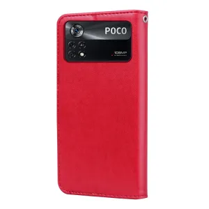 ART ROSE Peňaženkový kryt Xiaomi Poco M4 Pro červený