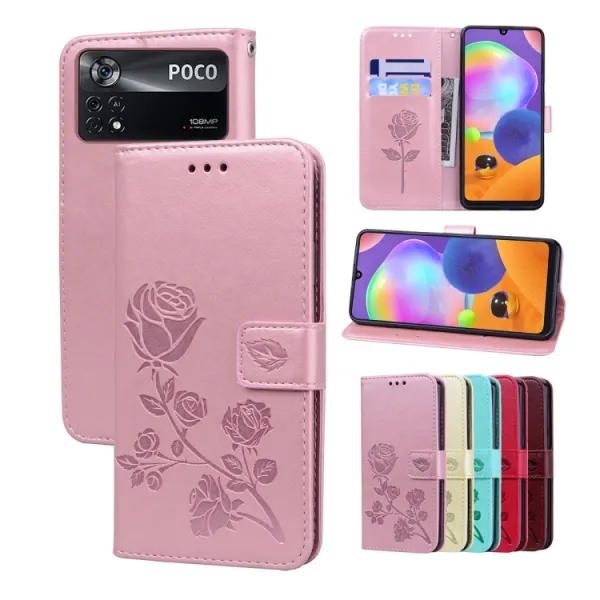 ART ROSE Peňaženkový kryt Xiaomi Poco M4 Pro ružový
