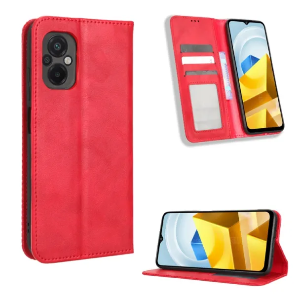 BUSINESS Peňaženkový kryt pre Xiaomi Poco M5 červený