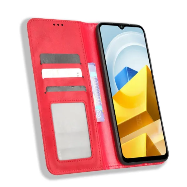 BUSINESS Peňaženkový kryt pre Xiaomi Poco M5 červený