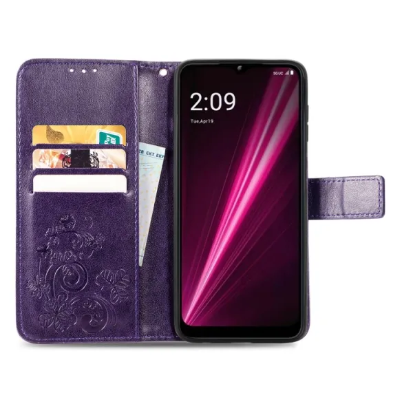 ART FLOWERS Peňaženkový kryt T Phone Pro / T Phone Pro 2023 fialový