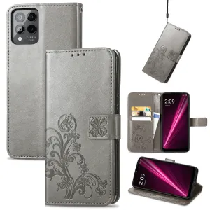 ART FLOWERS Peňaženkový kryt T Phone Pro / T Phone Pro 2023 šedý