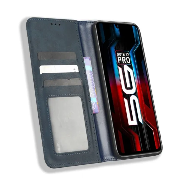 BUSINESS Peňaženkový kryt pre Infinix Note 12 / Note 12 Pro 5G modrý