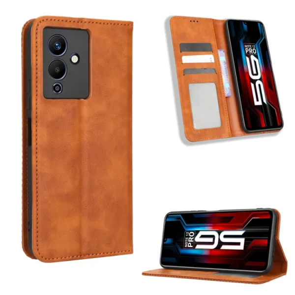 BUSINESS Peňaženkový kryt pre Infinix Note 12 / Note 12 Pro 5G hnedý