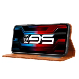 BUSINESS Peňaženkový kryt pre Infinix Note 12 / Note 12 Pro 5G hnedý