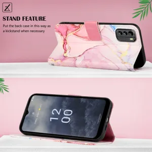ART Peňaženkový kryt Nokia G60 ROSE GOLD MARBLE