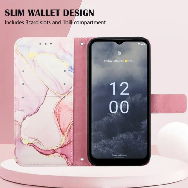 ART Peňaženkový kryt Nokia G60 ROSE GOLD MARBLE