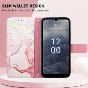 ART Peňaženkový kryt Nokia G60 ROSE GOLD MARBLE