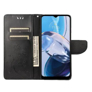 ART FLORAL Peňaženkový kryt Motorola Moto E22 / E22i čierny