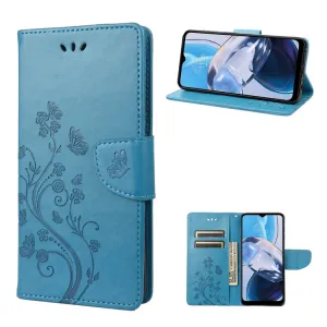 ART FLORAL Peňaženkový kryt Motorola Moto E22 / E22i modrý