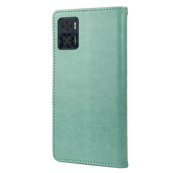 ART FLORAL Peňaženkový kryt Motorola Moto E22 / E22i zelený