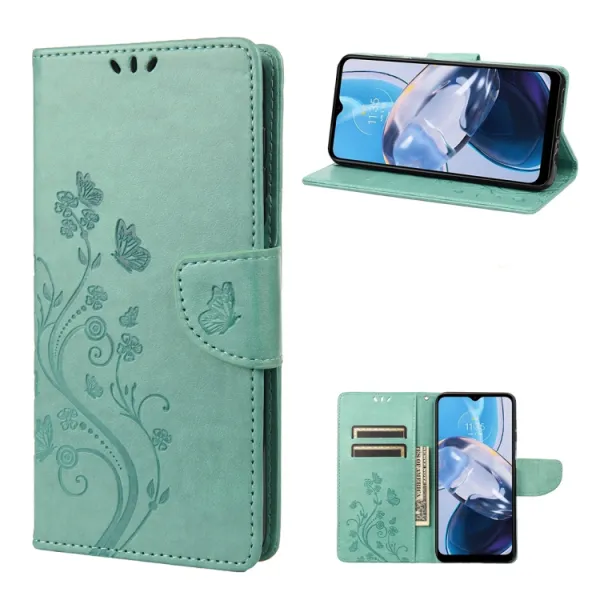 ART FLORAL Peňaženkový kryt Motorola Moto E22 / E22i zelený