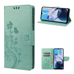 ART FLORAL Peňaženkový kryt Motorola Moto E22 / E22i zelený