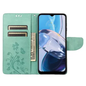 ART FLORAL Peňaženkový kryt Motorola Moto E22 / E22i zelený