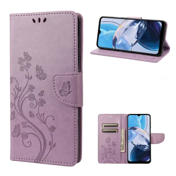 ART FLORAL Peňaženkový kryt Motorola Moto E22 / E22i fialový