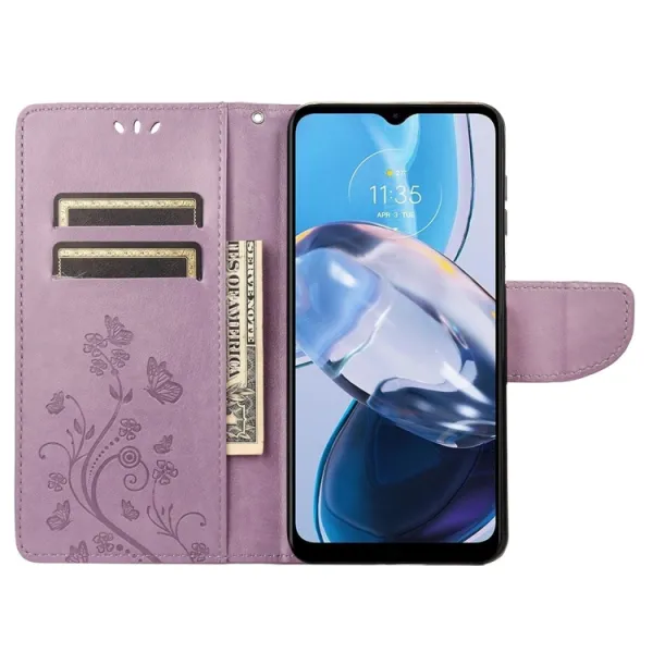 ART FLORAL Peňaženkový kryt Motorola Moto E22 / E22i fialový