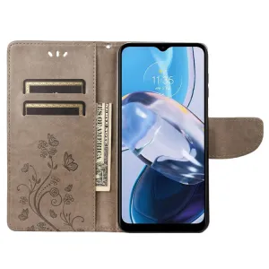 ART FLORAL Peňaženkový kryt Motorola Moto E22 / E22i šedý