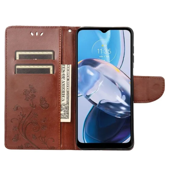 ART FLORAL Peňaženkový kryt Motorola Moto E22 / E22i hnedý