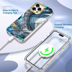 DUAL MARBLE Odolný kryt Apple iPhone 14 Pro BLUE MARBLE