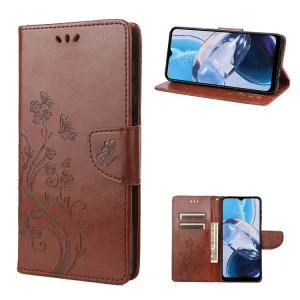 ART FLORAL Peňaženkový kryt Motorola Moto E22 / E22i hnedý
