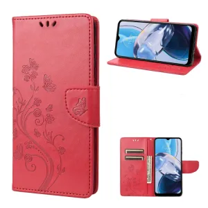 ART FLORAL Peňaženkový kryt Motorola Moto E22 / E22i červený