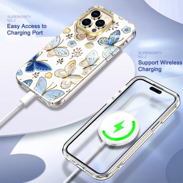DUAL MARBLE Odolný kryt Apple iPhone 14 Pro Max BUTTERFLIES