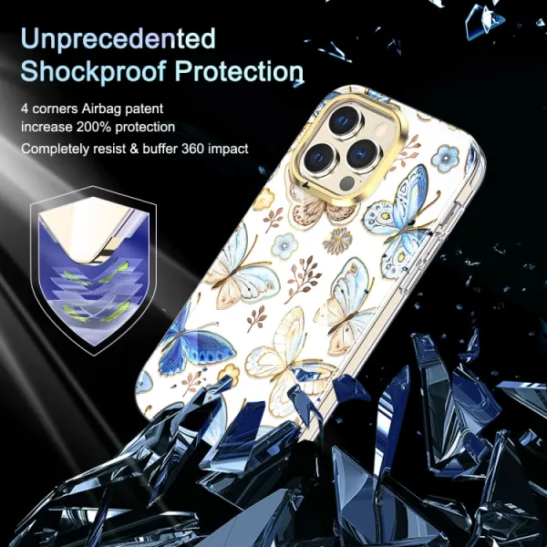 DUAL MARBLE Odolný kryt Apple iPhone 14 Pro BUTTERFLIES
