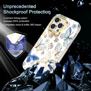 DUAL MARBLE Odolný kryt Apple iPhone 14 Pro BUTTERFLIES