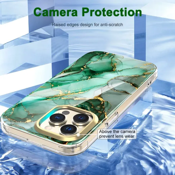 DUAL MARBLE Odolný kryt Apple iPhone 14 Pro GREEN MARBLE