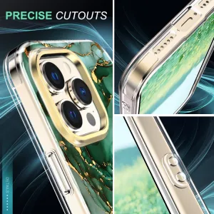 DUAL MARBLE Odolný kryt Apple iPhone 14 Pro GREEN MARBLE