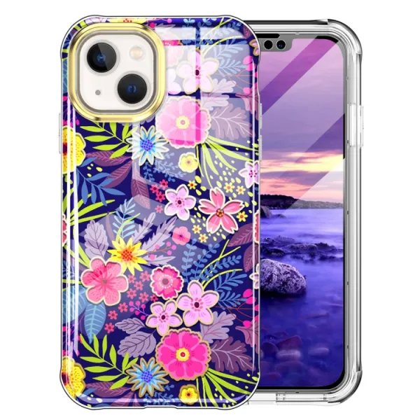 DUAL MARBLE Odolný kryt Apple iPhone 14 Plus FLOWERS