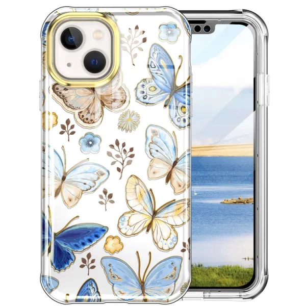 DUAL MARBLE Odolný kryt Apple iPhone 14 Plus BUTTERFLIES
