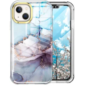 DUAL MARBLE Odolný kryt Apple iPhone 14 Plus BLUE GOLD MARBLE