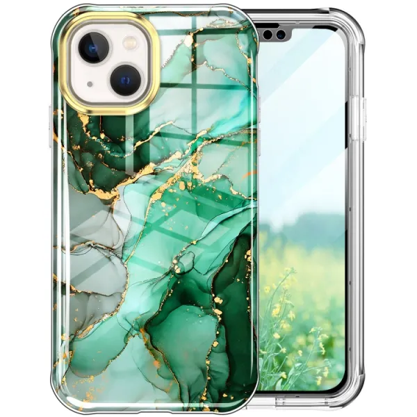 DUAL MARBLE Odolný kryt Apple iPhone 14 Plus GREEN MARBLE