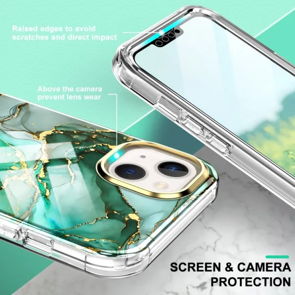 DUAL MARBLE Odolný kryt Apple iPhone 14 Plus GREEN MARBLE
