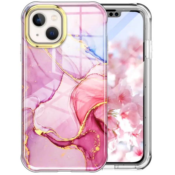 DUAL MARBLE Odolný kryt Apple iPhone 14 Plus PINK MARBLE