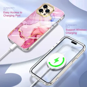 DUAL MARBLE Odolný kryt Apple iPhone 14 Pro Max PINK MABRLE