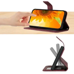 ART SUNFLOWER Peňaženkové puzdro s remienkom Oppo A17 bordové