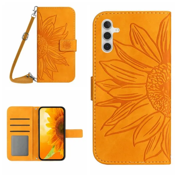 ART SUNFLOWER Peňaženkové puzdro s remienkom Samsung Galaxy A04s žlté