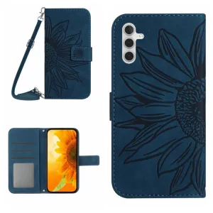 ART SUNFLOWER Peňaženkové puzdro s remienkom Samsung Galaxy A04s modré