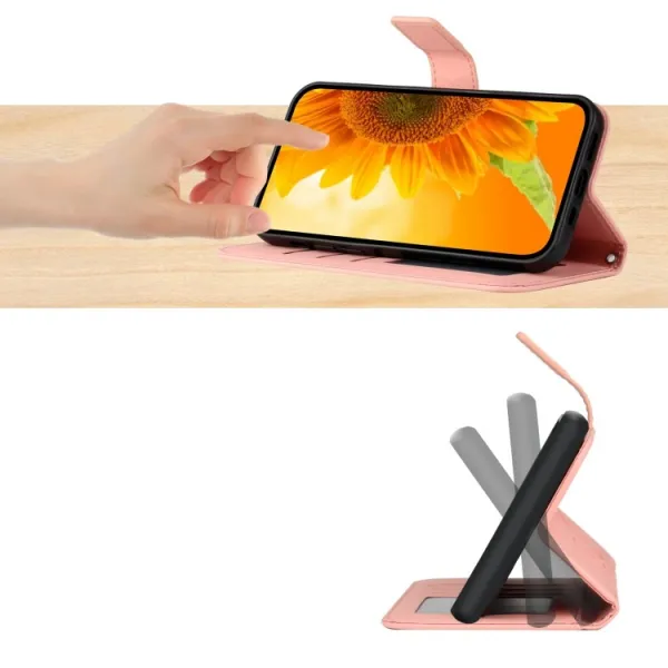 ART SUNFLOWER Peňaženkové puzdro s remienkom Oppo A17 ružové