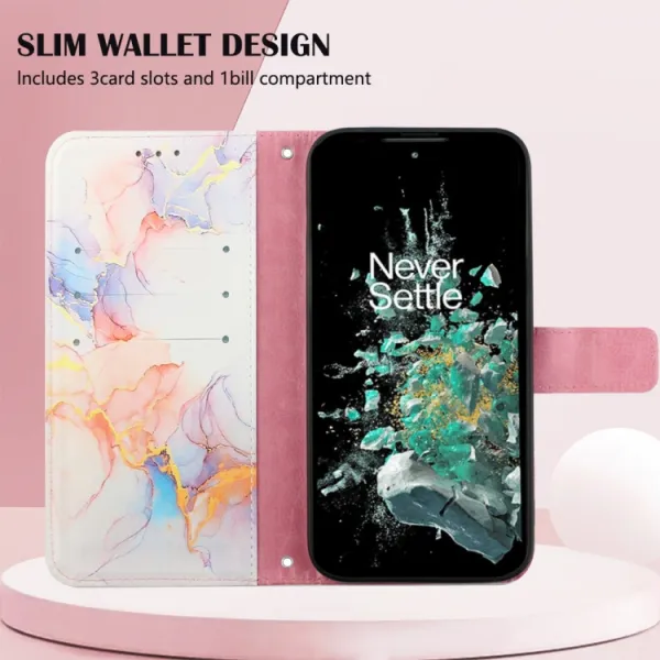 ART MARBLE Peňaženkový kryt OnePlus 10T 5G WHITE ORANGE