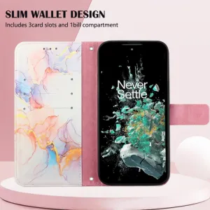 ART MARBLE Peňaženkový kryt OnePlus 10T 5G WHITE ORANGE