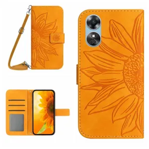 ART SUNFLOWER Peňaženkové puzdro s remienkom Oppo A17 žlté