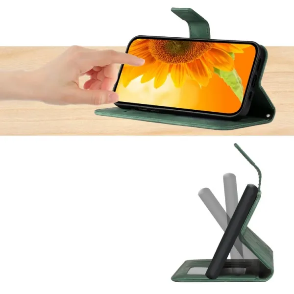 ART SUNFLOWER Peňaženkové puzdro s remienkom Oppo A17 zelené